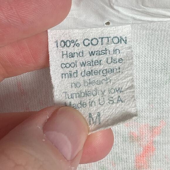 Vintage Marguerita Hand Painted Cotton Tee Lady by the Lake Medium - Picture 7 of 10